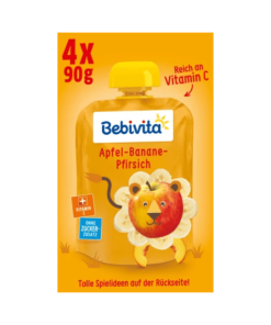 Bebivita Quetschie Kinderspass Apfel-Banane-Pfirsich ab 1 Jahr (4×90 g) 360 g